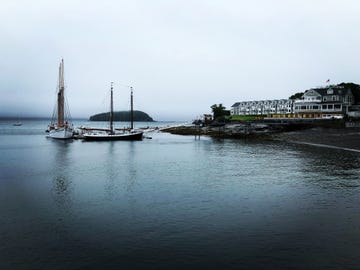 fog on bar harbor, maine