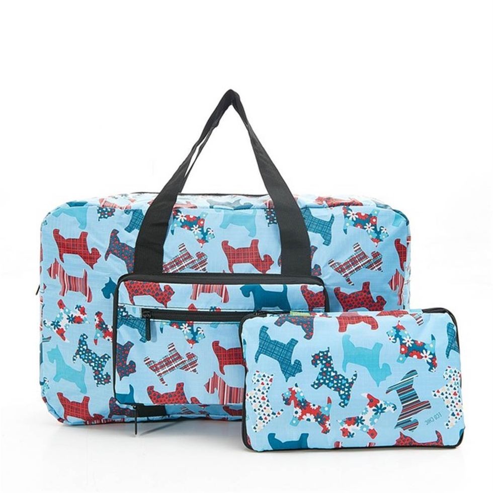 Folding Holdall Travel Bag Scottie Dog Print - Hand Luggage Size - Eco Chic