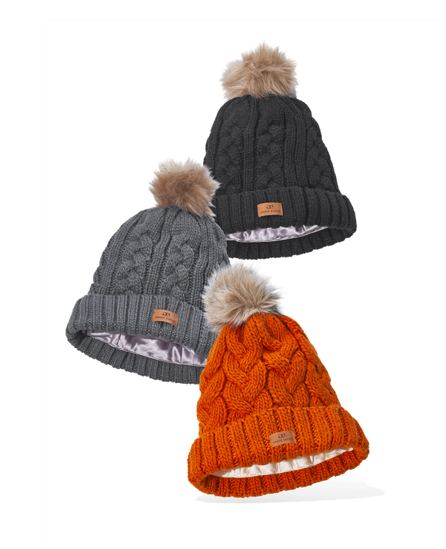 three knit foldover hats