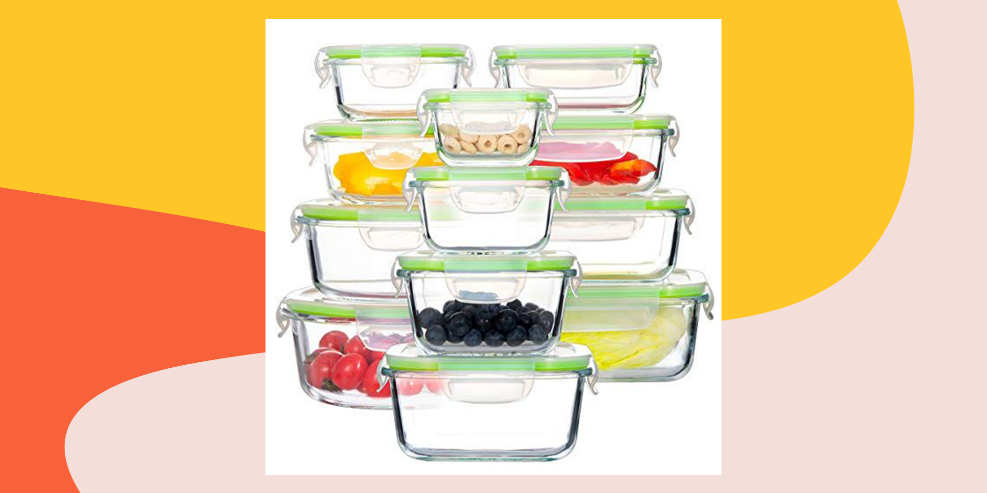 5 Pack 35.5oz Food Storage Containers 2 Compartments Glass Meal