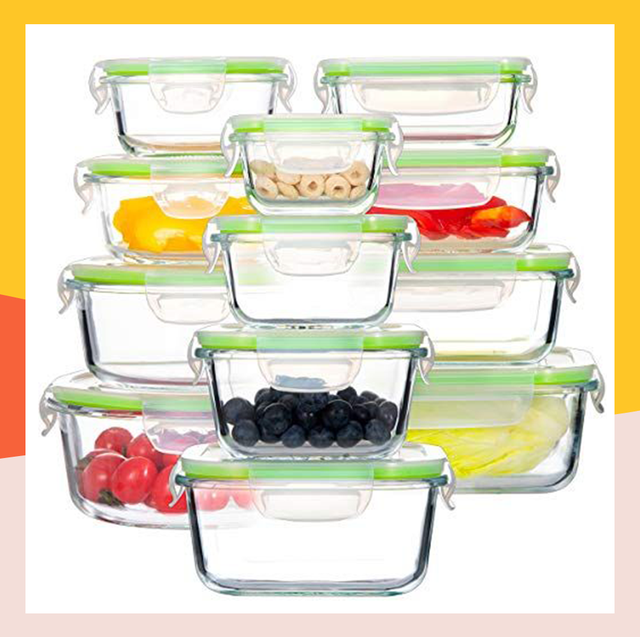 Bayco Glass Meal Prep Storage Container Set w/ Pink Lids - NEW 9 piece Set