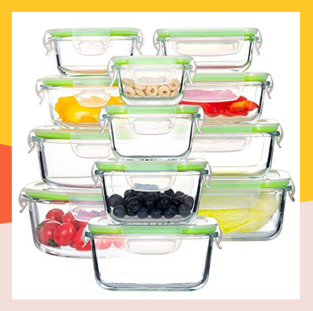 Bayco Glass Meal Prep Storage Container Set w/ Pink Lids - NEW 9