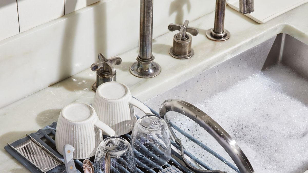 Woman puts her dish drying rack INSIDE her sink - and her 'genius' tip will  stop puddles on your kitchen surfaces