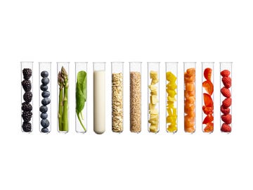 foods in test tubes