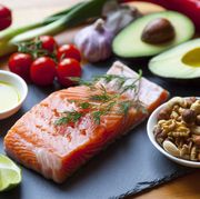 salmon, avocado, nuts, olive oil, tomatoes as dash diet foods