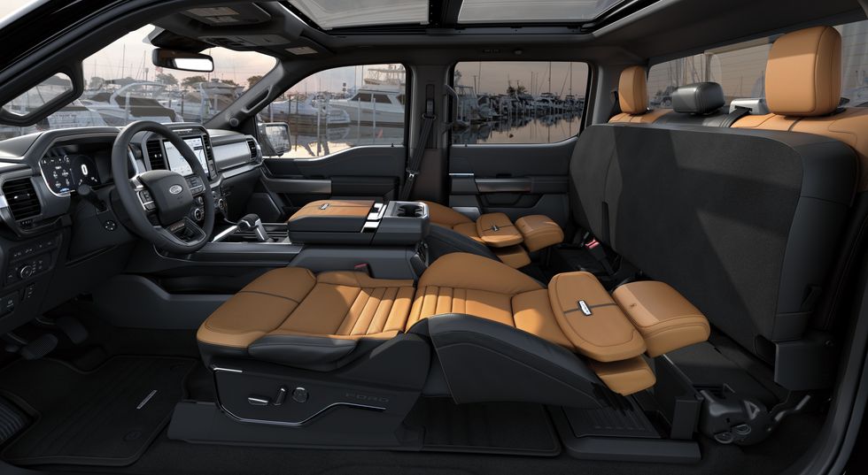 class exclusive available max recline seats provide business class comfort in f 150 during downtime – folding flat to nearly 180 degrees innovative design raises the seat bottom for lower back support while the upper seatback can be rotated forward to provide neck comfort