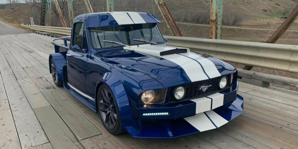 The strangest Ford Mustang in the shape of an old pickup