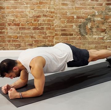 deep core exercises, forearm plank walk back