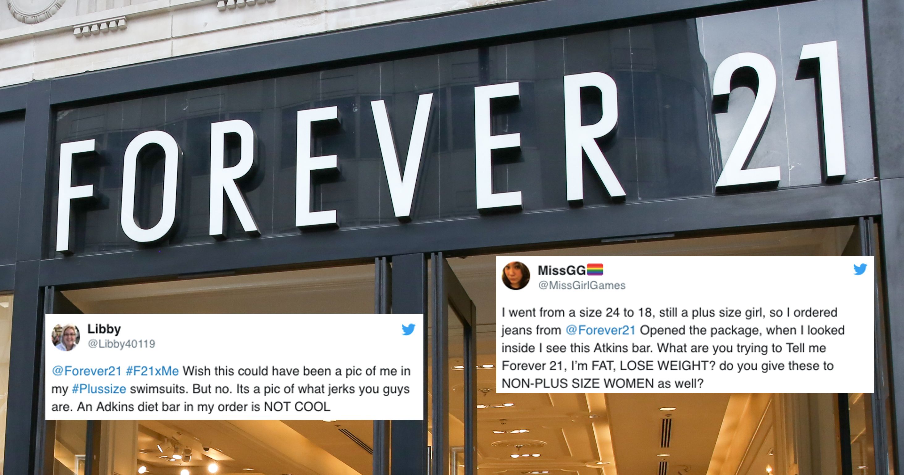 Forever 21 apologizes for sending Atkins bars with online orders