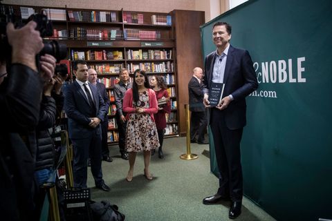 former fbi director james comey appears at barnes and noble in new york promoting his new book
