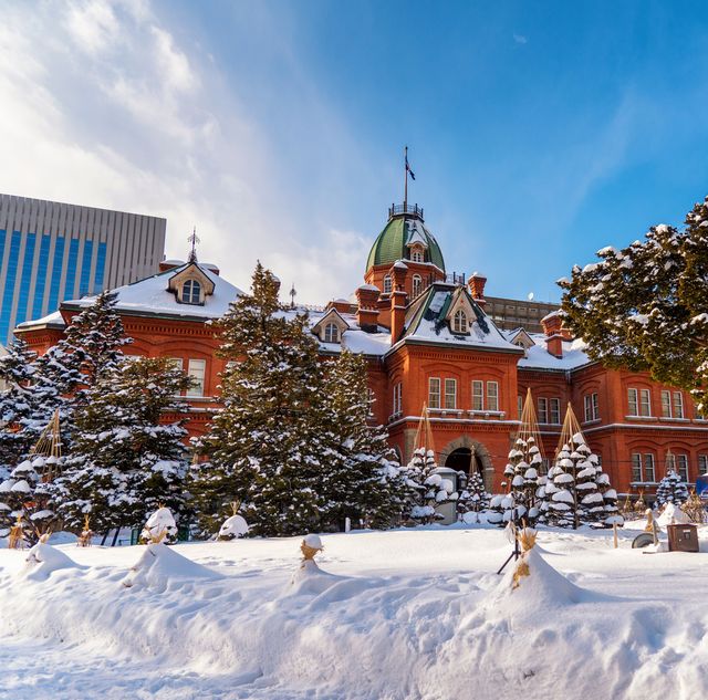 former hokkaido government offices during winter in sapporo, japan
