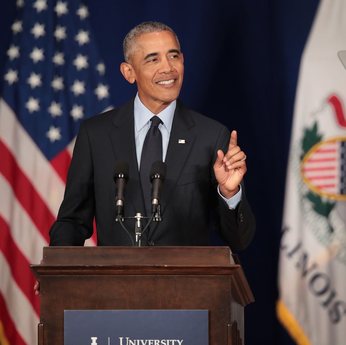 former president obama accepts the paul h douglas award for ethics in government at the university of illinois