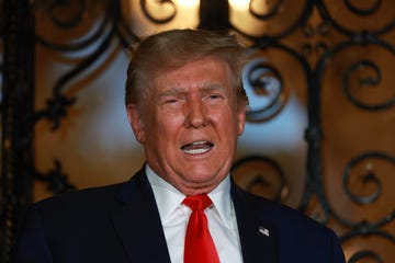 former president and gop presidential candidate donald trump speaks to the media in west palm beach, florida