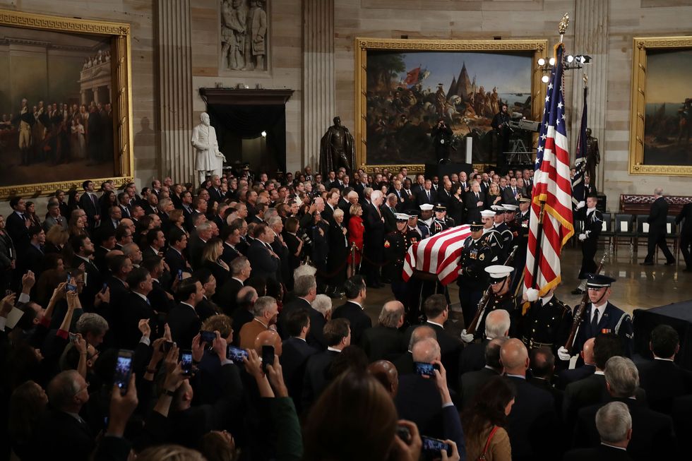 Congressional Leaders Host Arrival Ceremony At Capitol For Late President George H.W. Bush