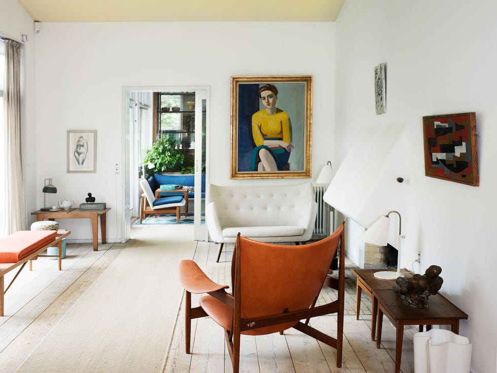 a modern living room with artistic elements