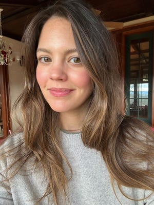 a woman with long hair