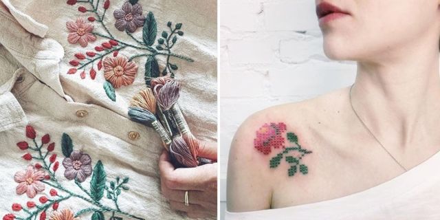 Skin, Temporary tattoo, Tattoo, Arm, Shoulder, Neck, Flower, Leaf, Botany, Plant, 