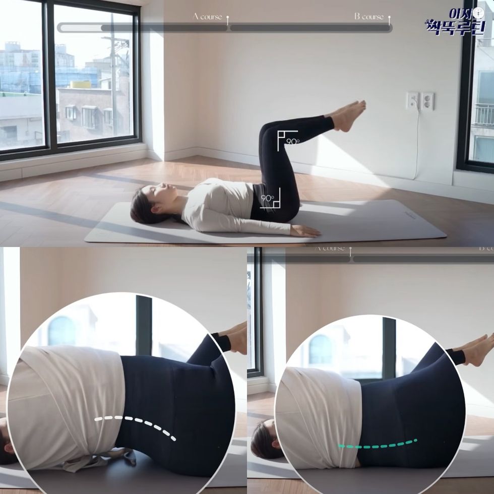 a person doing a plank on a yoga mat