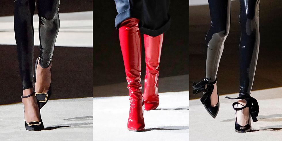Footwear, Red, Shoe, High heels, Leg, Boot, Fashion, Human leg, Knee-high boot, Leather, 
