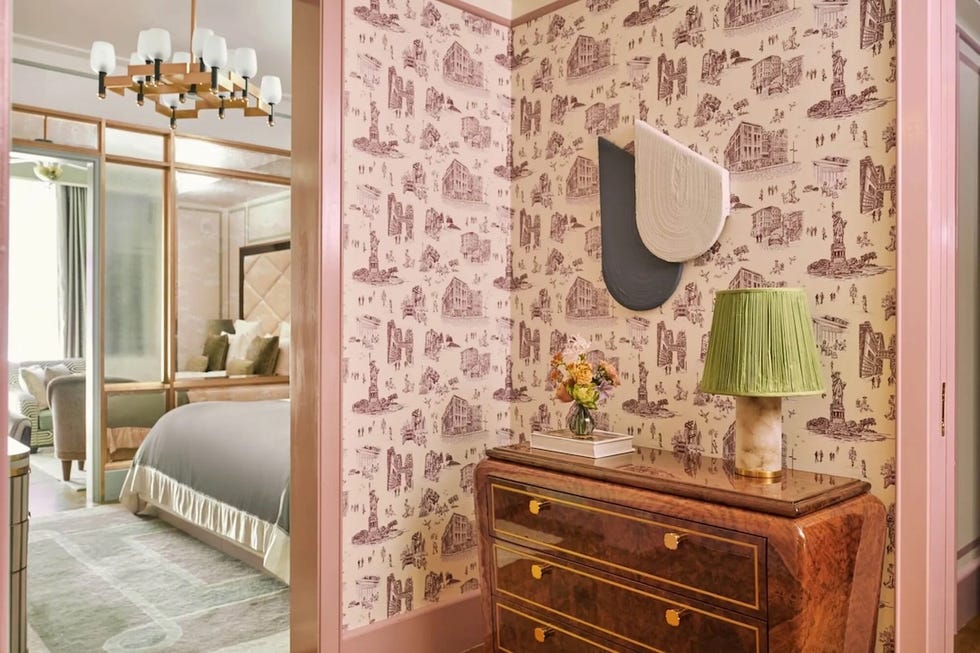 tribeca toile wallpaper at hotel barrieres fouquets new york.
