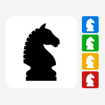 stylized black knight chess piece with colored squares featuring white knight silhouettes stylized black knight chess piece with colored squares featuring white knight silhouettes