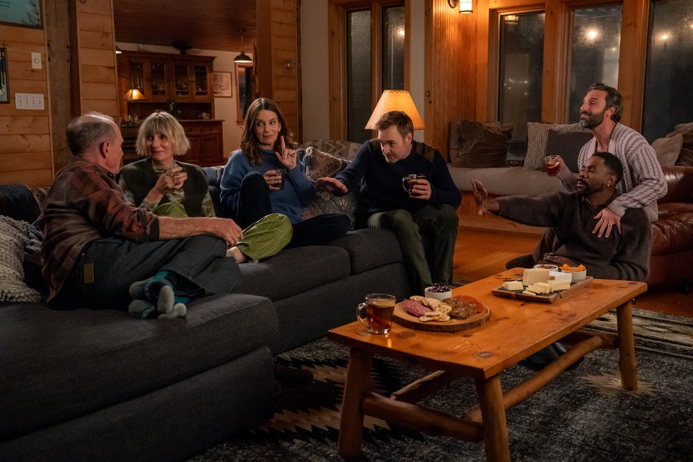 the four seasons. (l to r) toby huss as terry, kerri kenney as anne, tina fey as kate, will forte as jack, colman domingo as danny, and marco calvani as claude in episode 107 of the four seasons. cr. jon pack/netflix © 2024 the four seasons. (l to r) toby huss as terry, kerri kenney as anne, tina fey as kate, will forte as jack, colman domingo as danny, and marco calvani as claude in episode 107 of the four seasons. cr. jon pack/netflix © 2024