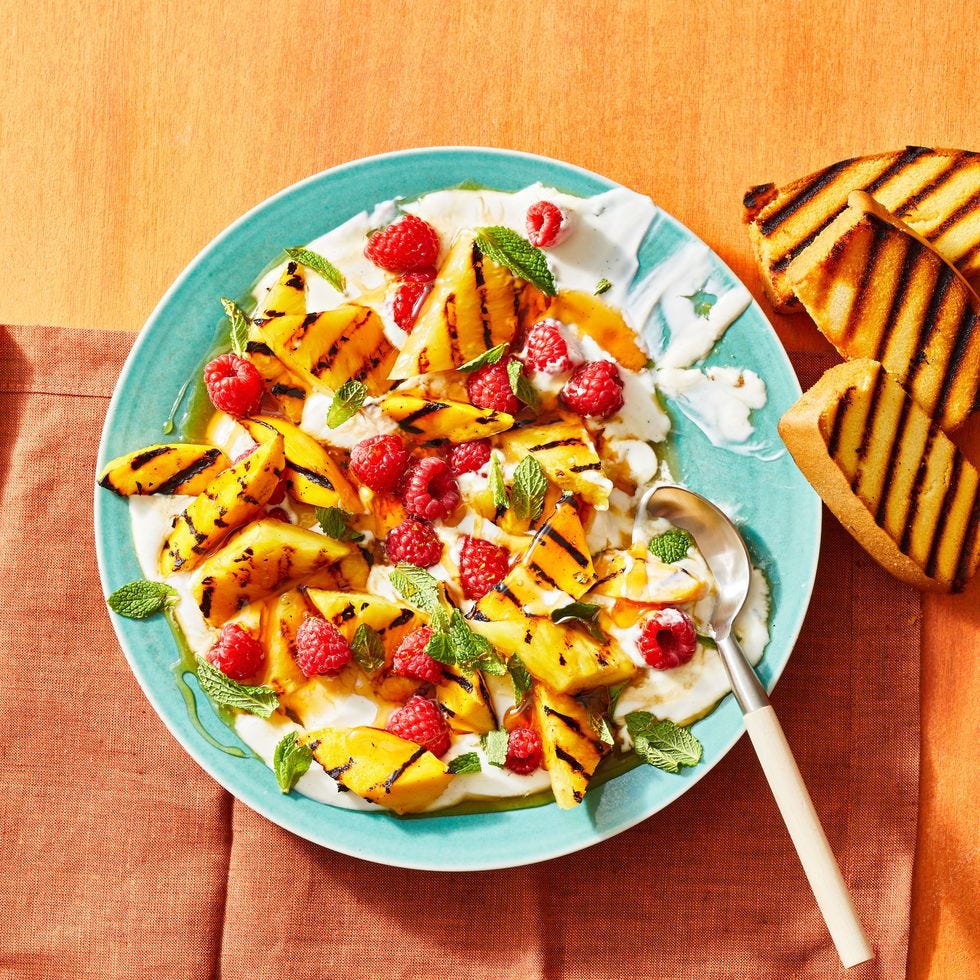 fourth of july food grilled fruit salad with vanilla yogurt