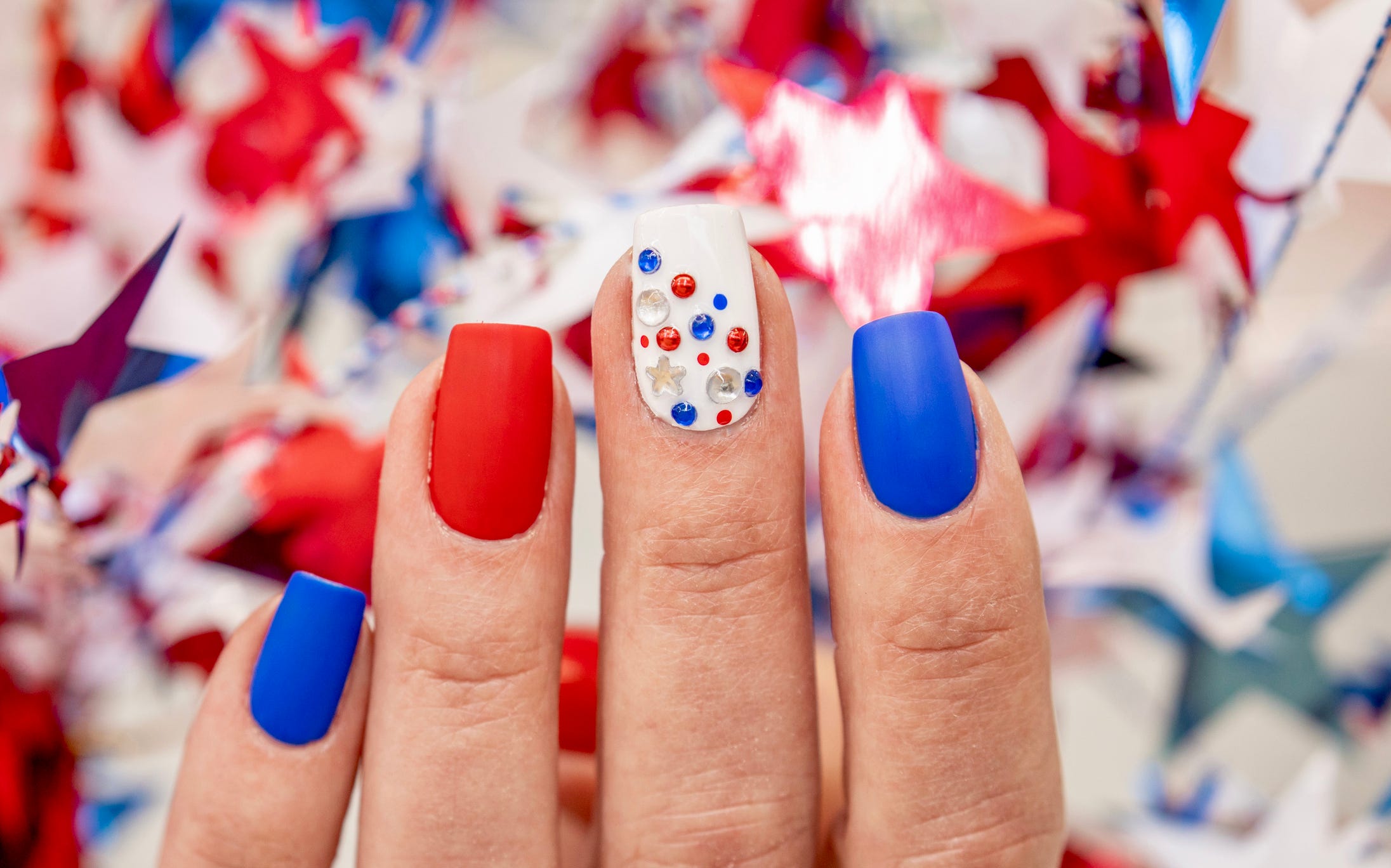 4th of july nail rhinestones