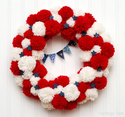 patriotic pom pom wreath