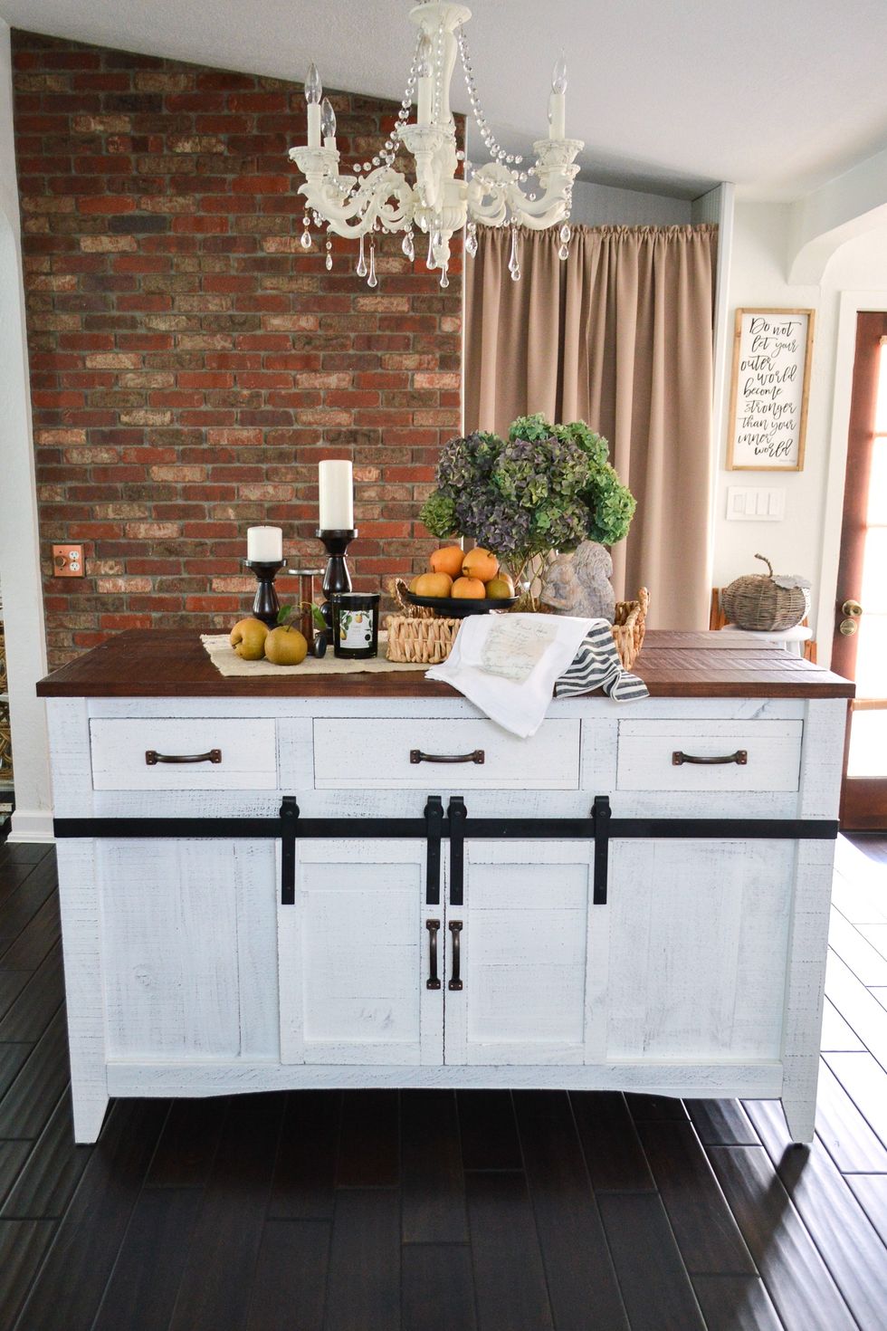 kitchen island idea with distressed white paint