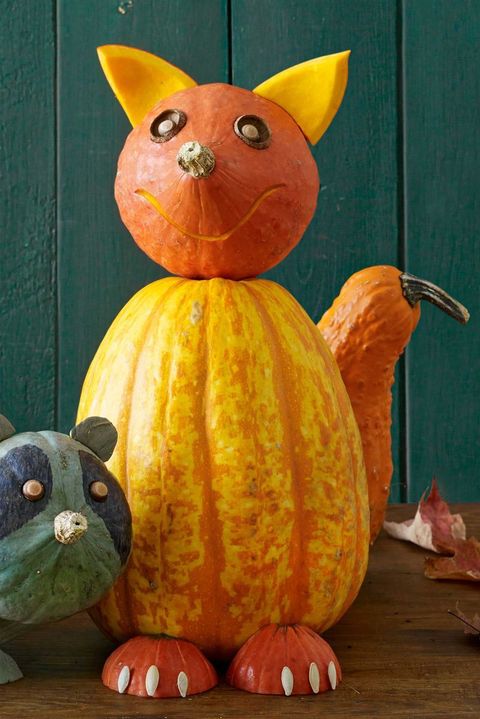 friendly fox pumpkin made from squash