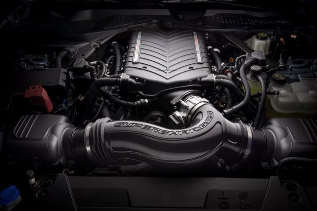 a car engine with its hood open