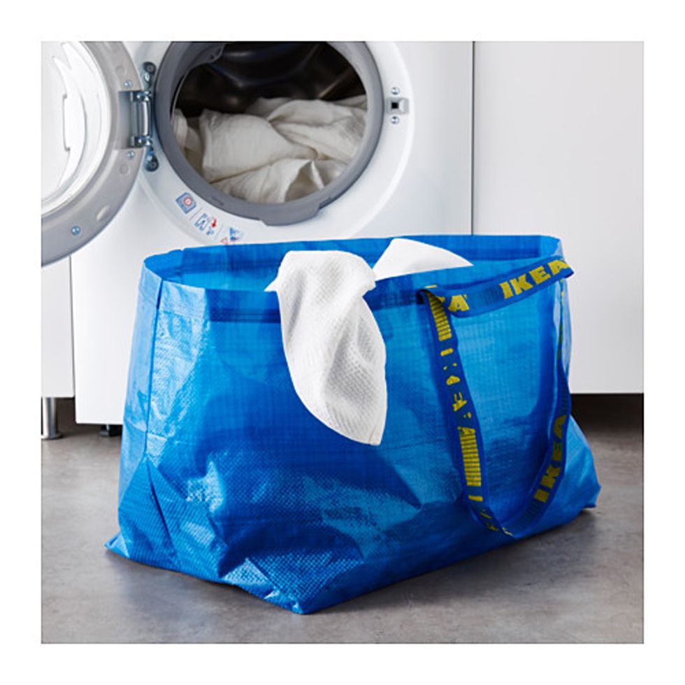 Blue, Product, Washing machine, Laundry room, Clothes dryer, Bag, Electric blue, Aqua, Azure, Space, 