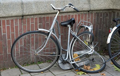 A bent bike frame. 