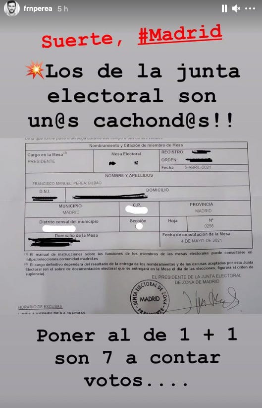 fran perea  elecciones 4 m
