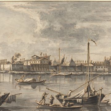beeld van het eiland lazaretto nuovo in de achttiende eeuw