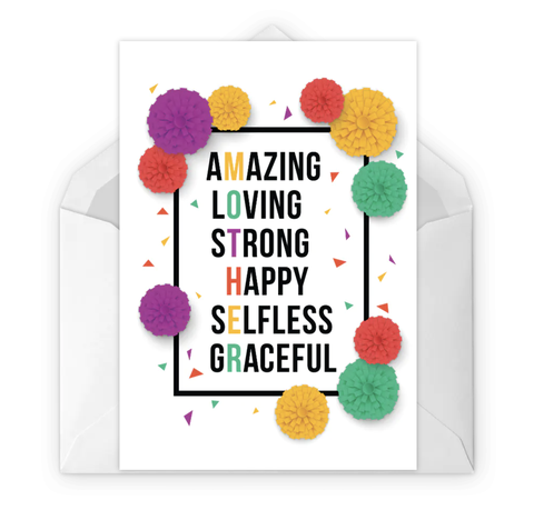 free printable mothers day cards card reading amazing loving strong happy selfless graceful