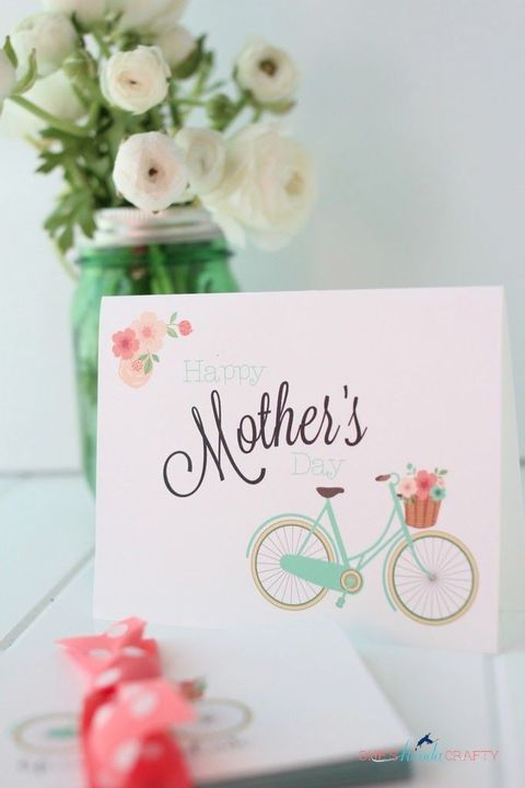 free printable mothers day cards card reading happy mother's day with a bike