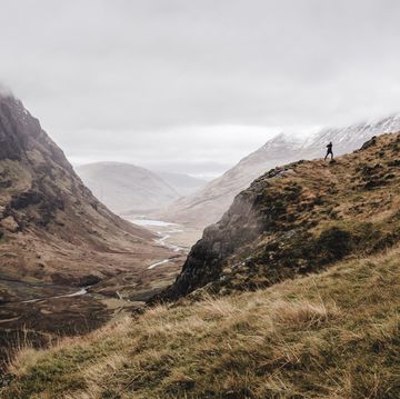 a free runner along a mountain landscape