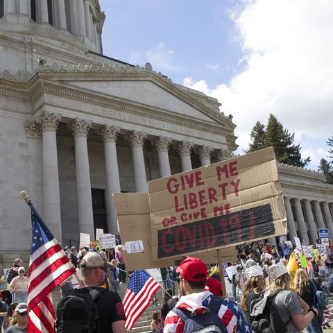 Protestors Rally Against Stay-At-Home Order At Washington State Capitol