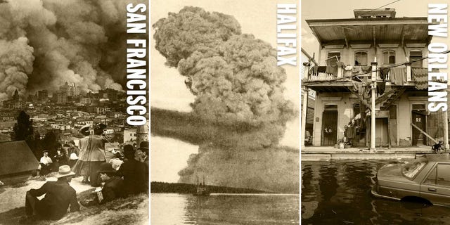 san francisco earthquake, halifax boats, new orleans flooding