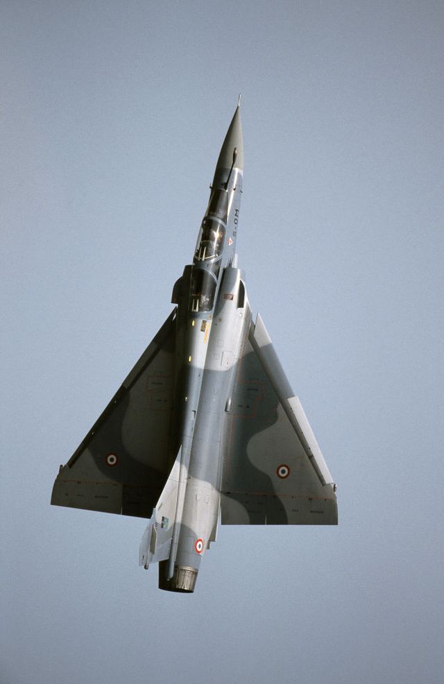french airforce dassault mirage 2000b in the flying display at the 2001 mildenhall air fete