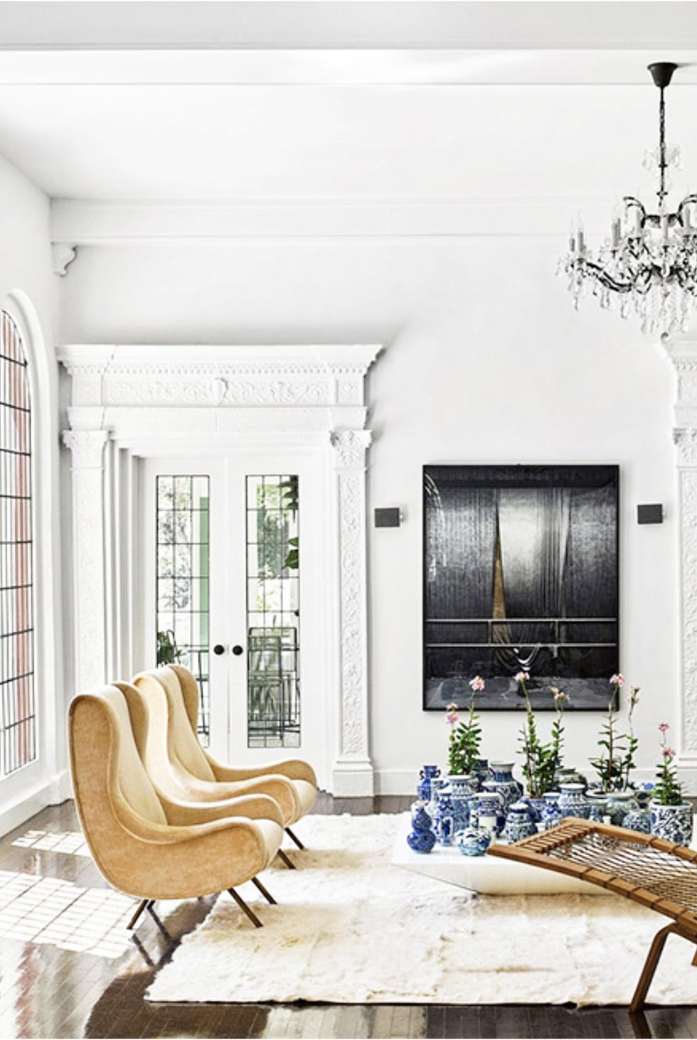 living room with french doors