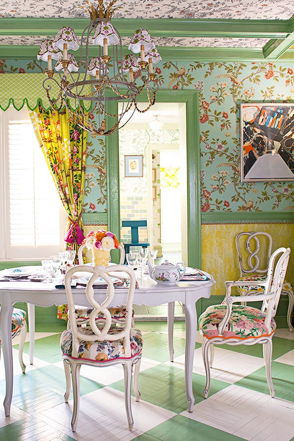 colorful french country style dining room