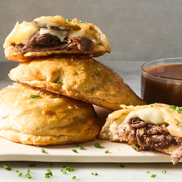 French Dip Stuffed Biscuits biscuits stuffed with roast beef and cheese