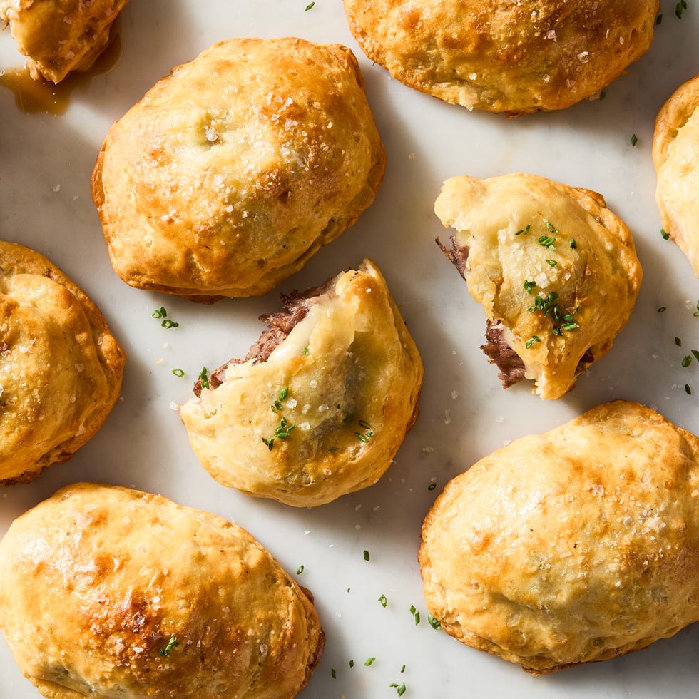 biscuits stuffed with roast beef and cheese