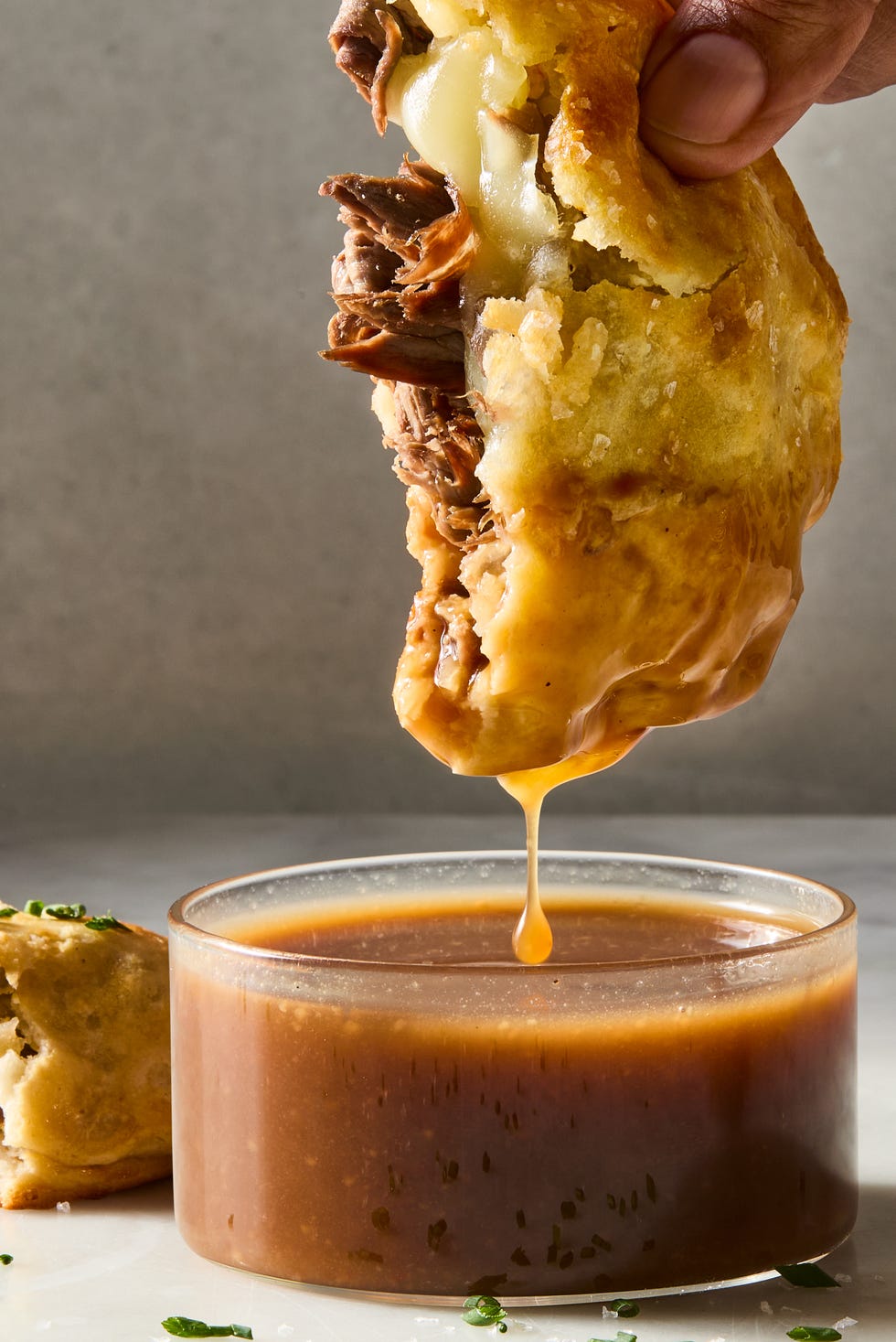 French Dip Stuffed Biscuits biscuits stuffed with roast beef and cheese
