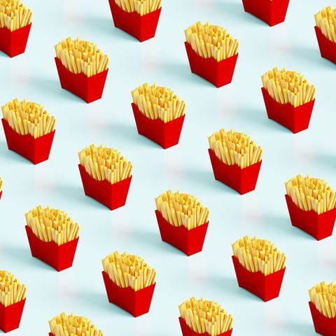 french fries low poly pattern background