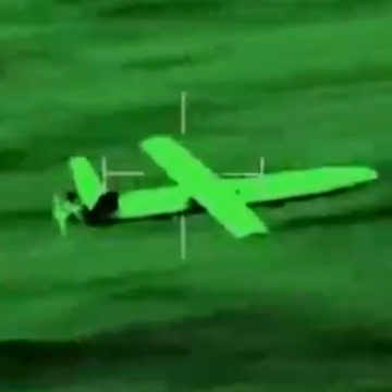 Houthi Sammad kamikaze drone seen in gun sight of French AS565 Panther helicopter over Red Sea on March 20 2024 houthi sammad kamikaze drone seen in gun sight of french as565 panther helicopter over red sea on march 20 2024