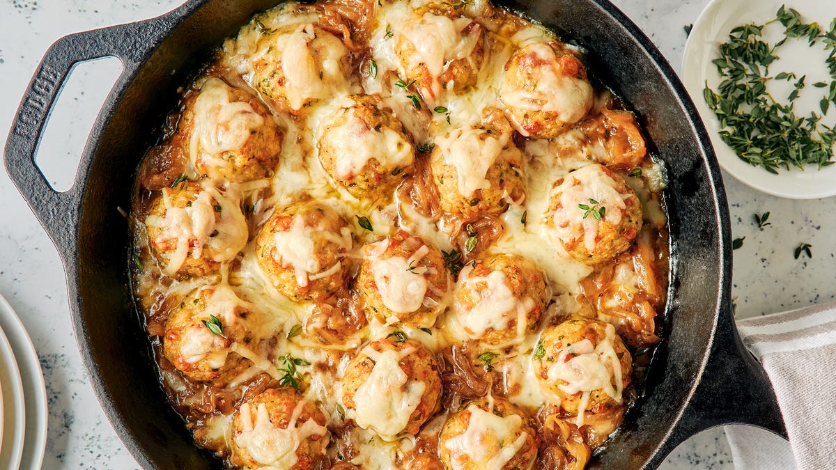 Video player poster image preview for These Chicken Meatballs Have Everything You Love About French Onion Soup